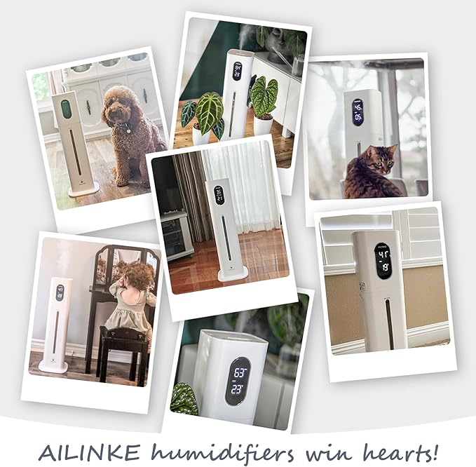 Humidifier Large Room, 2.1Gal/8L 3 Speed Quiet Humidifiers for Bedroom with Timer, Top Fill Ultrasonic Cool Mist Humidifier with Humidity Setting, Timer, Aroma Box for Home, Plant, Baby, Yoga