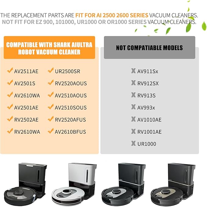 Replacement Parts for Shark AI AV2501AE RV2502AE RV2610WA AV2501S RV2520 AOUS AV2510 AOUS AV2511AE Vacuum Cleaner,Accessory kits with Main Brush,Filters,Side Brushes,Pre Filter,Foam Filter ﻿