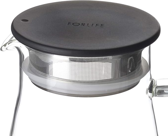 FORLIFE Flask Glass Iced Tea Jug, 64 oz, Charcoal