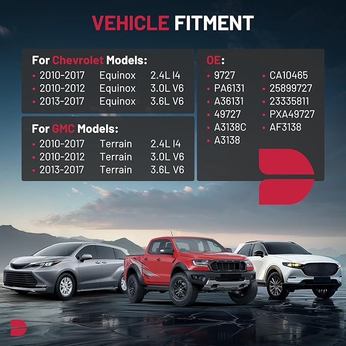 BDFHYK CA10465 Engine Air Filter Compatible with Chevrolet Equinox 2010-2017, Compatible with GMC Terrain 2010-2017, 2.4L 3.0L 3.6L, Replace# 25899727