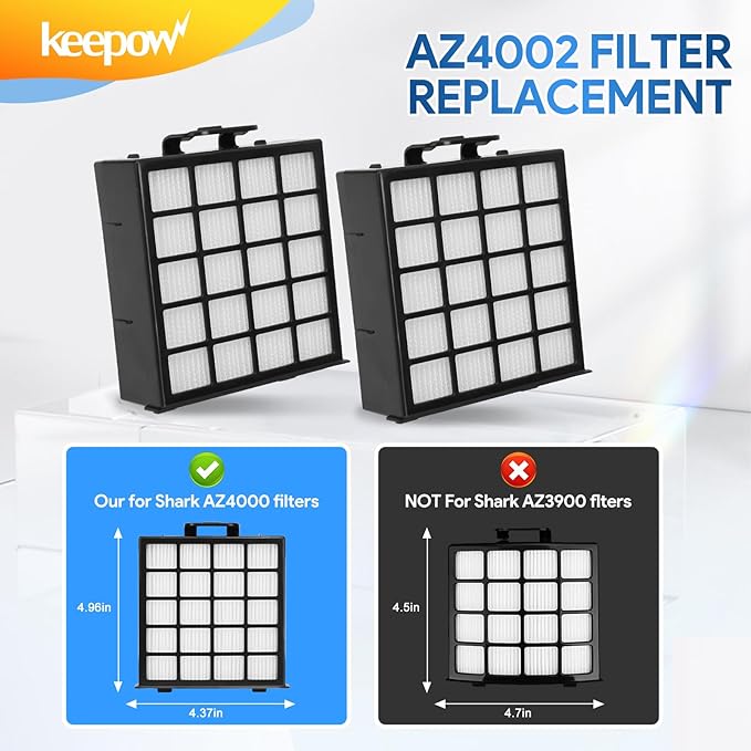 KEEPOW AZ4002 Vacuum Filter Replacement Compatible with Shark Power Detect Upright Vacuum Cleaner AZ4000 AZ4002 AZ4000C