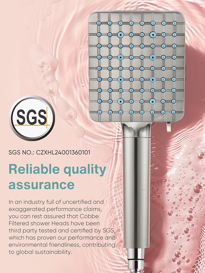 Cobbe Filtered Shower Head with Handheld, High Pressure 6 Spray Mode Showerhead with Filters, Water Softener Filters Beads for Hard Water - Remove Chlorine - Reduces Dry Itchy Skin, Brushed Nickel