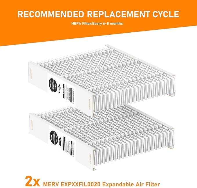 EXPXXFIL0020 20x25 MERV-13 Filter Replacement Compatible with Bryant/Carrier EZ-FLEX EXPXXFIL0020 Heating and Cooling System, Expandable Filter Media 20x25, 2 Pack