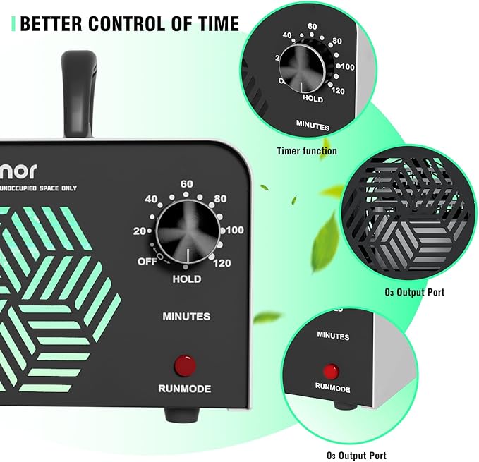 Ozone Generator 90,000mg/h for Up to 6,000 Sq Ft, High-Capacity Commercial Ozone Machine with Timer, Portable Air Purifier & Deodorizer for Home, Basement, Smoke, Pets, Car, Office