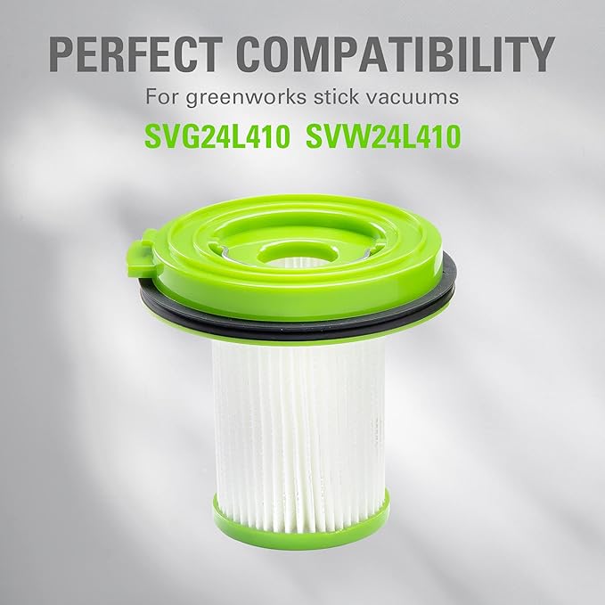 Greenworks (2-PK) Stick Vacuum Replacement HEPA Filters, Works with Greenworks Stick Vacuums (SVW24L411, SVG24L411, ‎SVW24L410, ‎SVG24L410)