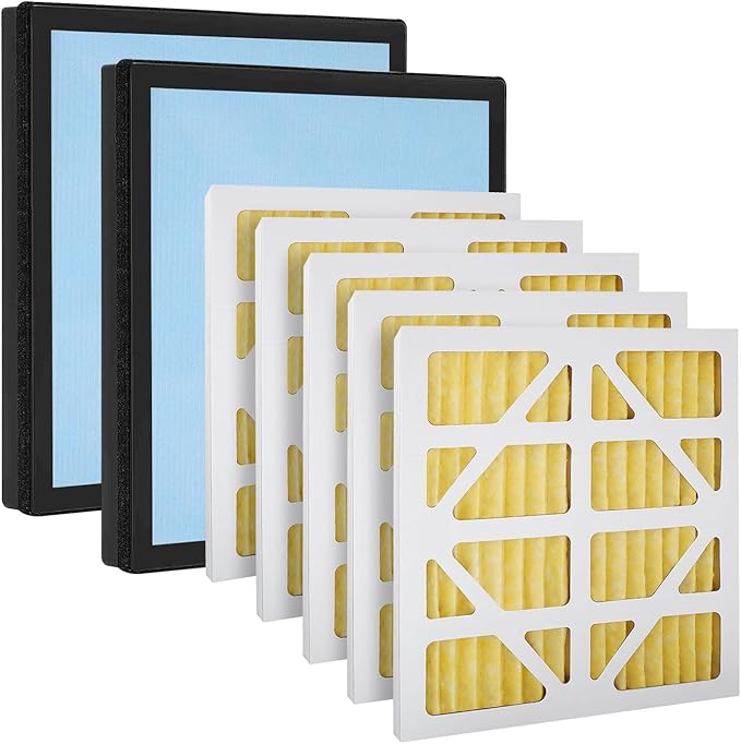 Upgraded 5 Pack MERV-11 Filter and 2 Pack HEPA& Activated Carbon Filter Replacement Set Compatible with AlorAir CleanShield HEPA 550 Air Scrubber (Pack of 7)