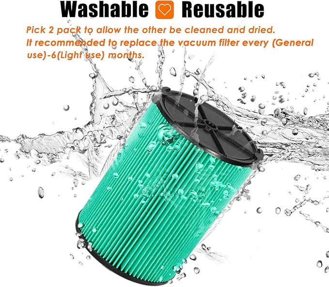 Universal Filters Replaces CMXZVBE38777 /CMXZVBE38753 Craftsman Hepa Graded Filter, Replaces # 9-38753, Fits 5-20 Gallon Shop Vacuums1988+, with Foam Sleeve -2 Pack