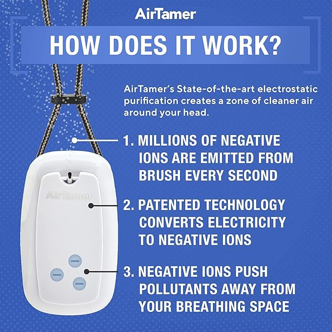 AirTamer A315W Advanced Rechargeable and Portable Air Negative Ion Generator | Proven Performance, White with Black Leather Travel Case