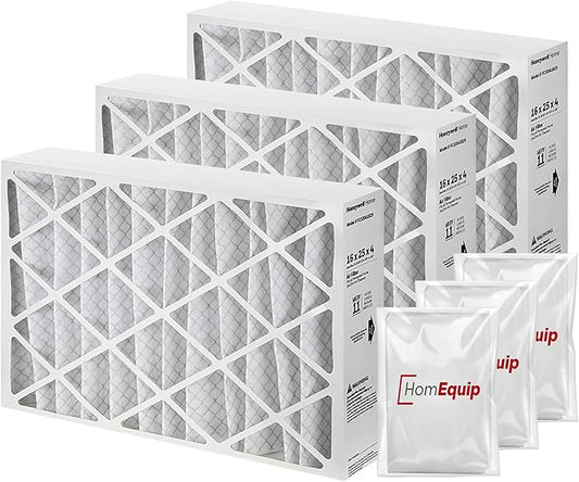 Furnace Filters 16x25x4 - HVAC Air Filter Replacement FC100A1029 Merv 11 with Homequip Easy Disposal Bag (3 Pack)
