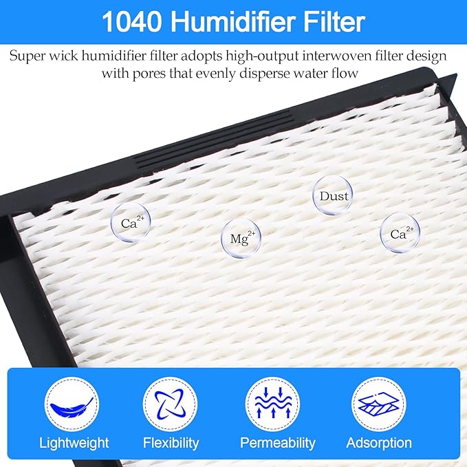 1040 Humidifier Filter For Aircare Essick Air Filter B23 DP3 B40 B40-C 3D6-100 5D6-700 7D6-100 B23-710 B23-810 D46-720 CM330 500 700 3000 Super Wick Humidifier Filter-2Pack