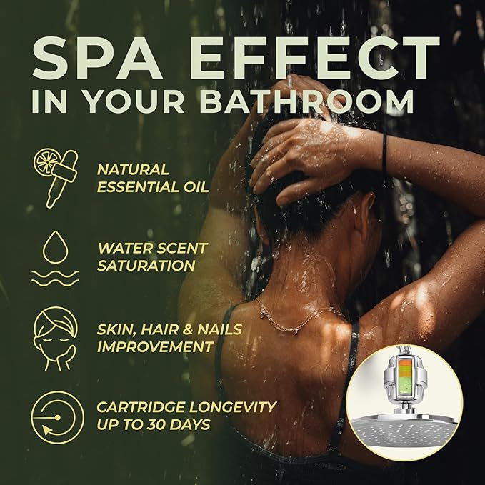 AquaHomeGroup Vitamin C+E+A Shower Filter Replacement Cartridge with Aroma Granules (Jasmine) - Removes Chlorine, Supports Skin & Hair Health