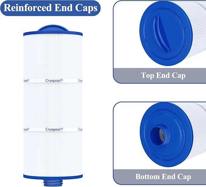 Cryspool® 06046 Filter Compatible with J-300, J400, 6CH-960, FC-2800, PJW60TL-F2S, Premium, Closed Handle(Not Removable Tops), 60 Sq. Ft Spa Filter Cartridge, 2 Pack