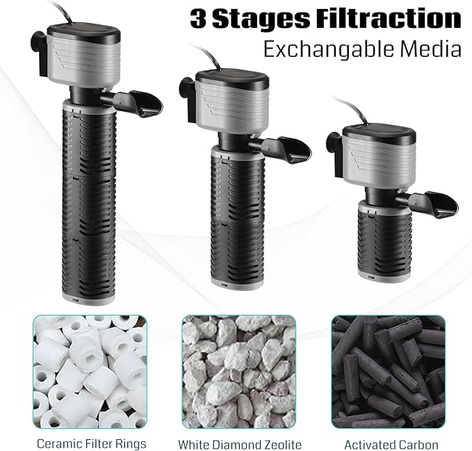 SainSmart XpertMatic 45W Aquarium Filter, Submersible Fish Tank Filter Water Pump for Up to 220 Gallon Fish Tank, 3 Stages 792 GPH Biochemical Sponge Filter, for Aquarium Filtration/Oxygenation