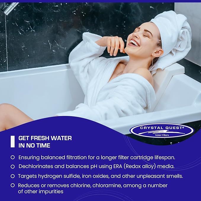 Crystal Quest Shower Filter Replacement Cartridge - Removes Chlorine and Contaminants for Cleaner Water - Durable BPA-Free - Built in the USA - Fits Crystal Quest Shower Filters [Pack of 6]