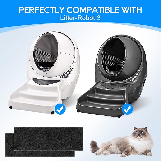 16PCS 2X Thicker Carbon Filters Compatible with Litter-Robot 3, 0.6'' Activated Carbon Litter Box Filter Compatible with Litter-Robot 3 Self Cleaning Cat Litter Box Filters Accessories