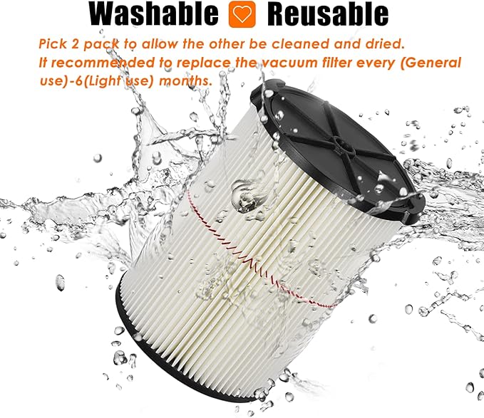 Universal Filters Replaces CMXZVBE38755/ CMXZVBE38754 Craftsman Filter, Replaces # 009-38754 Red Stripe Filter, Fits 5 6 8 9 12 14 16 20 gallon CRAFTSMAN Shop Vacuums with Foam Sleeve