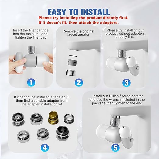 4 Modes Multifunctional Kitchen & Bathroom Water Filter for Sink Faucet with 2pcs Replacement Filters - 99.9% Chlorine Removal-Hard Water Softener- Compatible with Most of Faucet