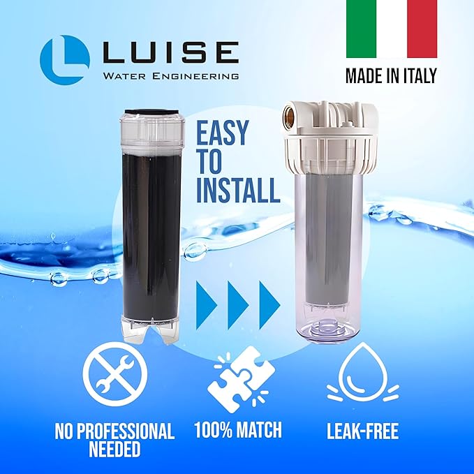 Luise 10" X 2.5" Italian Make Replacement Activated Carbon Cartridge For Dechlorination And Filtration Of Water (L513.1000)