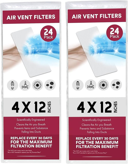 NORTHWEST ENTERPRISES Vent Filters, 48 Floor Vent Register Filters - 4"x12", 90 Day Filtration