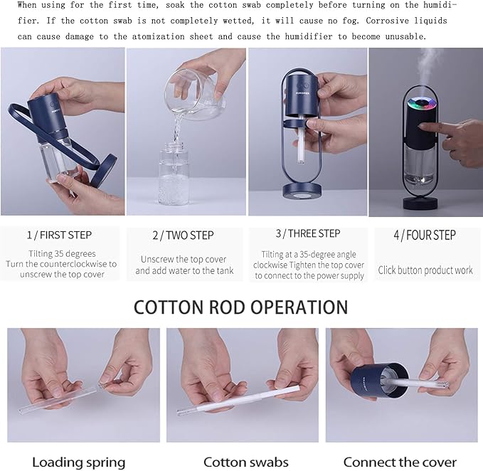Cool mist humidifier-Portable mini humidifier with led lights,usb portable air humidifier ultra-quiet, Suitable for Babies, Kids, Indoor, Bedroom, Office, Car, Travel