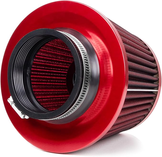 Universal Clamp-On Air Intake Filter, High Performance, Washable Filter, Replacement Air Filter, Flange Diameter 3inch/76mm (Red)