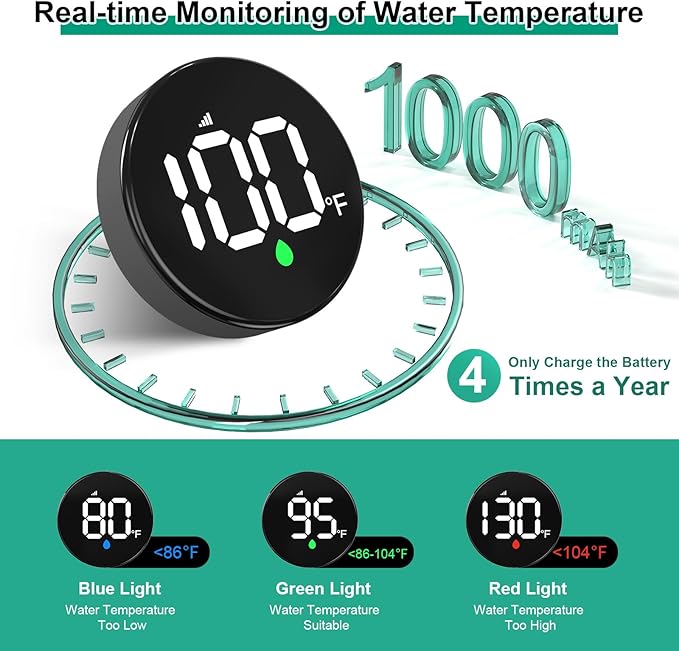 Tem8 Luxury Filtered Shower Head Set with Wireless Temperature Display, Dual Filtration Showerhead Filter, High Put Shower Filter for Hard Water with 3 Replaceable Tem8 Cartridges, Chrome