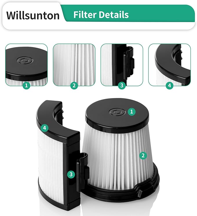 4 Pack IW3511 IW1111 HEPA Filters Replacement for Shark IW3511 DetectPro Lightweight Cordless Stick Vacuum Cleaner. For Shark Detect Pro Auto-Empty System PowerFins Brushroll Portable Handheld 2-In-1