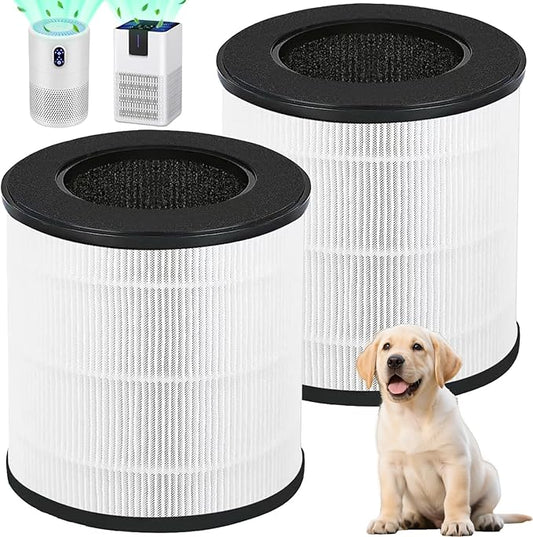 B-D02U Filter Replacement, Compatible with VEWIOR B-D02U Air Purifier and MOO-KA B-D02L and KOIOS B-D02L Air Purifier, 3-in-1 H13 True HEPA Filter and Activated Carbon Filter, 2Pack