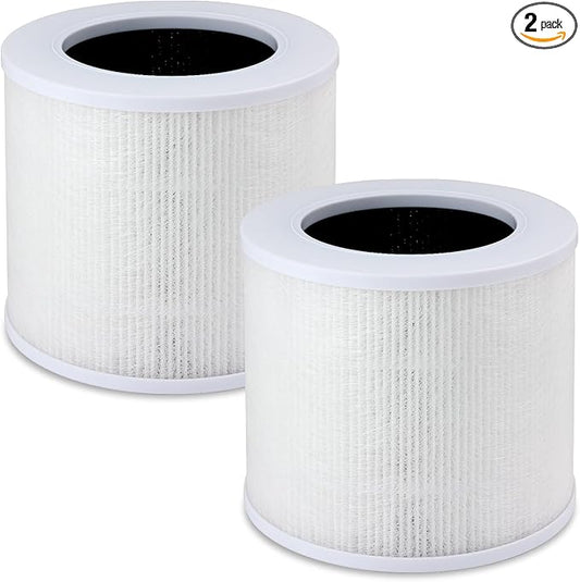 2 Pack Core Mini Replacement Filter Compatible with LEVOIT Core Mini Air Purifier, 3-in-1 HEPA Filters High-Efficiency Activated Carbon Replace Part Mini-RF Mini-P (White)