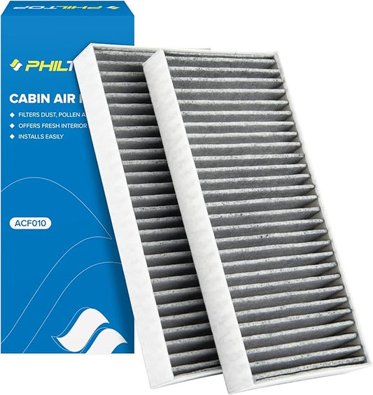 PHILTOP Cabin Air Filter, Replacement for CP388, CF10388, Armada(2005-2015), Titan(2004-2015), NV2500(2012-2014), NV3500(2012-2014), QX56(2004-2010), ACF010, Includes Activated Carbon, Pack of 2