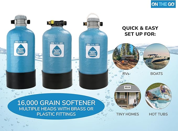 OTG4-DBLSOFT-Portable 16,000 Grain RV Water Softener (NOT made in China, assembled by U.S. Workers in Indiana)