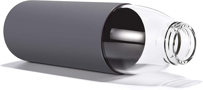 veegoal 25 Oz Borosilicate Glass Water Bottles with Bamboo Lid, BPA-FREE, Non-Slip Silicone Sleeve, and Stainless Steel Leak Proof Lid - Reusable Glass Bottle for Men and Women