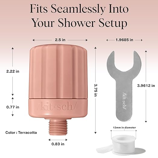 Kitsch Shower Head Filter For Hard Water – Water Softener & Removes Heavy Metals – Shower Filter Softer Skin & Hair, Bathroom Accessories - Terracotta