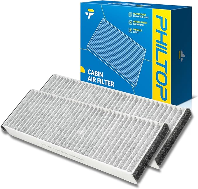 PHILTOP Cabin Air Filter, Replacement for CF10208, 2005-2008 A6 Quattro, 2009-2011 A6 Quattro, 2006-2011 A6, 2005-2011 A6 Quattro, Cabin Filter with Activated Carbon Filter Up Dust Pollen Odor