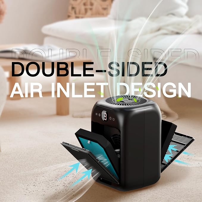 2-Pack Air Purifiers for Home Large Room Up to 908 Sq Ft Each One, HEPA Air Purifiers for Bedroom with Aromatherapy, HEPA Filter for Smoke, Pet Dander, 99.9% of 0.1 Microns Particles Black