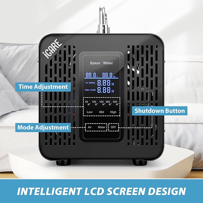 Ozone Generator 60,000mg/h & Ozone Generator Water 1000 mg/h High Capacity Smart Ozone Machine Odor Removal Commercial Ozone Odor Eliminator for Home, Smoke, Pet Odor, Car, Cleaning Fruits, Vegetables