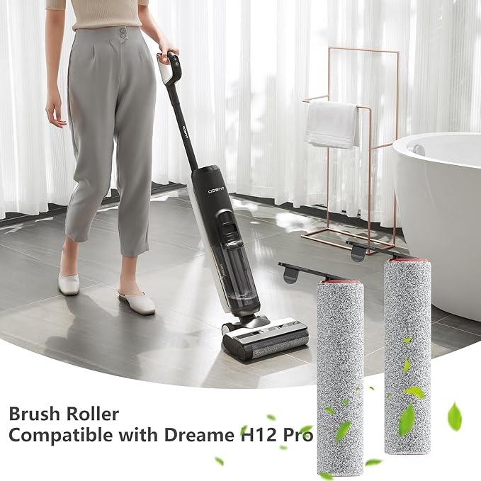 Replacement Vacuum Filters Roller Brushes Compatible with Dreame H12 Pro Wet Dry Vacuum Cleaner, Efficient Replacement Filters for Clean Floors (【H12Pro】2 Brush)