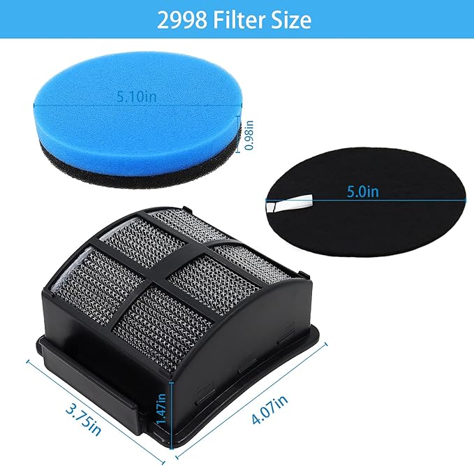 2998 Filter, Replacement Filter for Bissell 2998 MultiClean Lift-Off Pet Vacuum, Compatible with Bissell 2998 31259 31269 2999 2849 3000 3057 28492 3399 2852 3125W 28524 2920 3059 Vacuum, Part