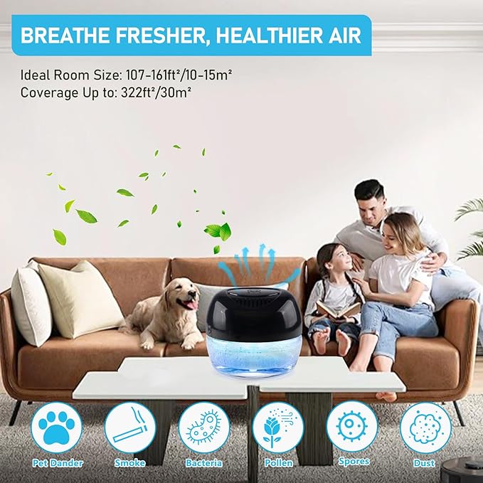 Purifier Air Washer, Air Fresher Aroma Diffuser for Home, Office, Air Purifier with Night Light (Black)