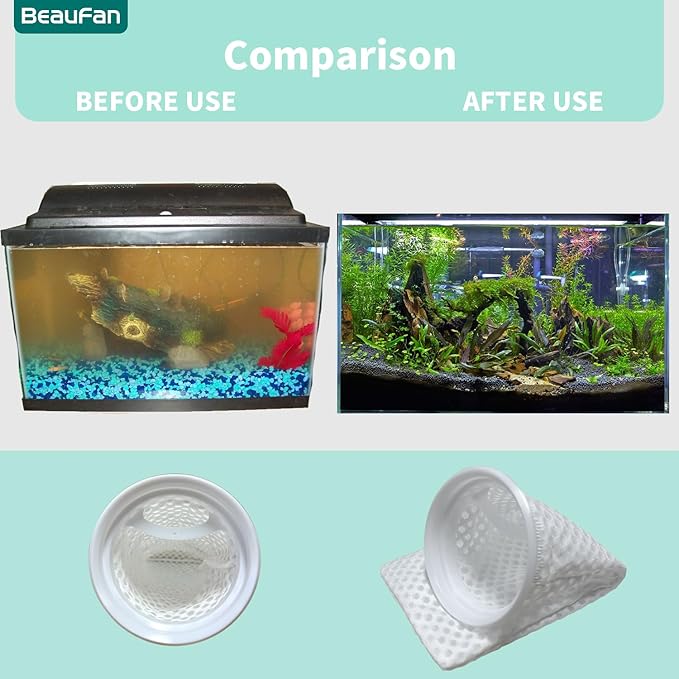 6 Pack 4 Inch 150 Micron Honeycomb Filter Socks Compatible with Waterbox Marine X 60.2, 90.3, and 110.4, Aquarium Filter Sock 3D Honeycomb Design Filter Sock, 4 Inch Ring by 11.8 Inch Long