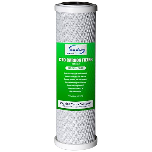 iSpring CKC1 Countertop Drinking Water Filtration System with Carbon Filter 2.5" x 10", White