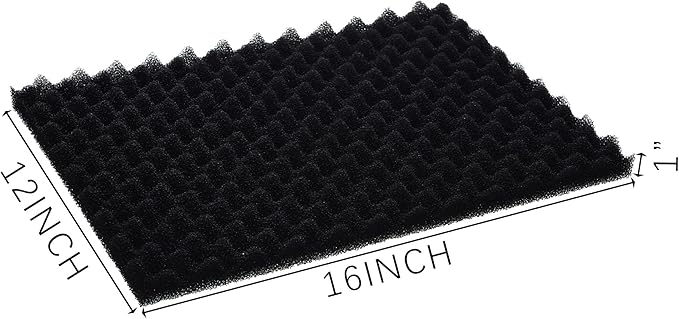 4 Pack Aquarium Filter Media Bio Sponge Pad 16 x 12 x 1 inch, Fish Pond Foam Filter 20/30/40 PPI (Black 30ppi 4pack)