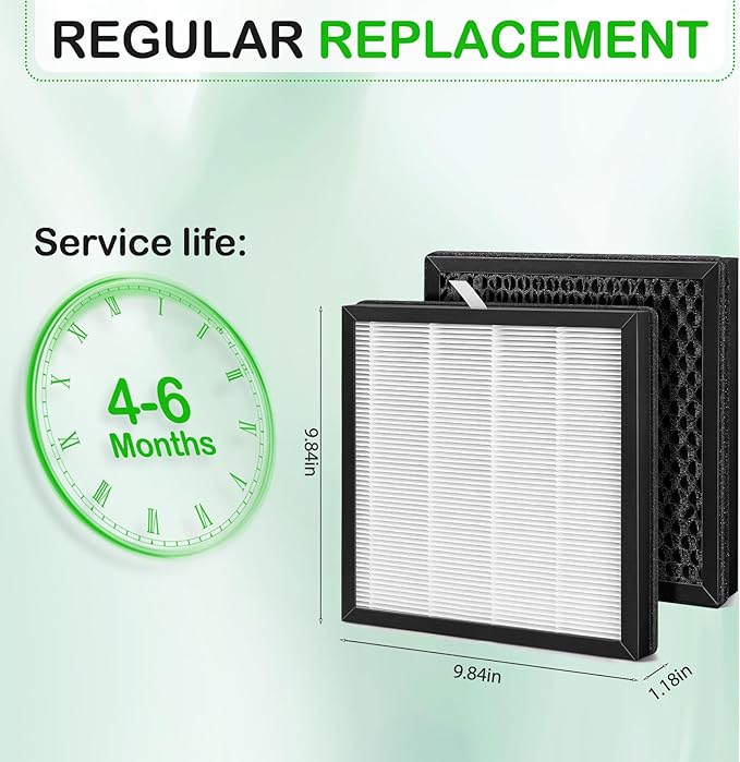 2 Pack AH300 Replacement Filter Compatible with Boneco Models: H300, H400 Air Purifier and W200 Hybrid Humidifier HEPA Activated Carbon Filter Upgrade