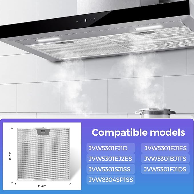 2 Pack-WB02X24872 Range Hood Grease Filter Replacement,Fits 11 7/8 x 11 7/8 x 3/8 Inch Range Hood