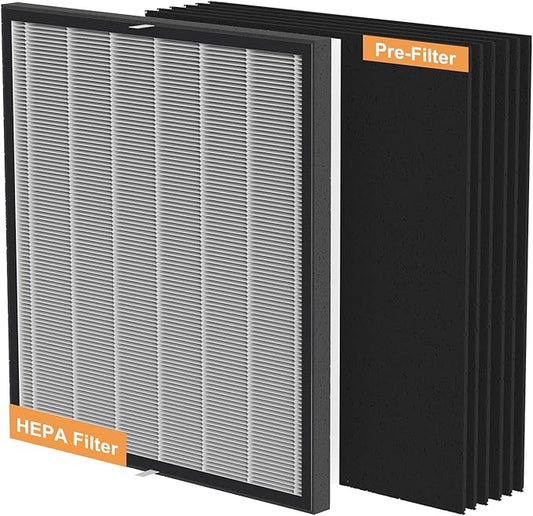 FURGO HA-360 Air Purifier Filter Replacement Set - 1 True HEPA Filter & 6 Activated Carbon Pre-Filters - Captures 99.5% of Pet Hair, Odors, Pollen, and Allergens - Compatible HA-360