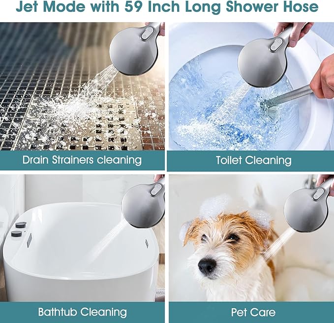 14" x 8" Rectangle High Pressure Rainfall Shower Head with Handheld Combo, 6 Setting Handheld Shower Head, Adjustable Height Shower Extension Arm and Slide Bar for Easy Reach - Brushed Nickel