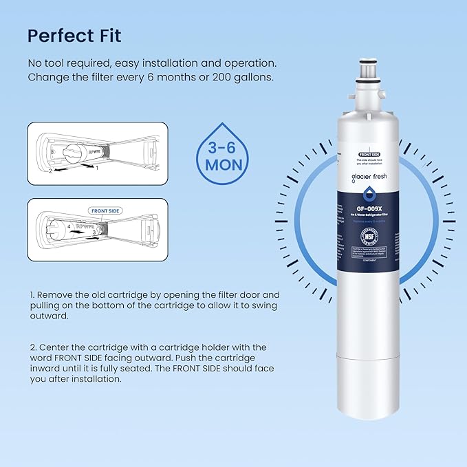 GLACIER FRESH Replacement for RPWFE, RPWF (Built-in CHIP) Refrigerator Water Filter, Compatible with GFE28GYNFS, GFE28GELDS, PFE28KELDS, PFE28KYNFS, GFD28GELDS, PWE23KELDS, PWE23KMKES, 1 Pack