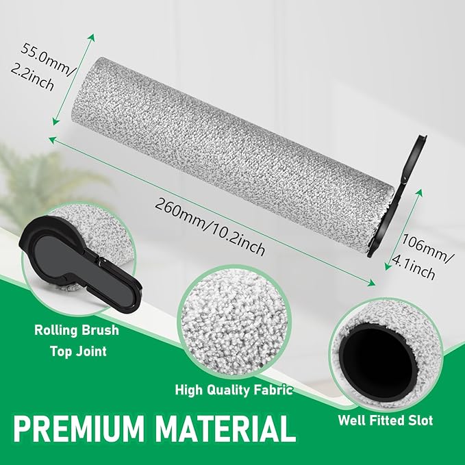 Only Floor ONE S7 Steam Roller Brush Replacement and Vacuum Filter Kit Compatible with Tineco Floor ONE S7 Steam Cordless Wet Dry Vacuum Replacement Parts,2 Roller Brushes,2 Filters,1 Cleaner Brush