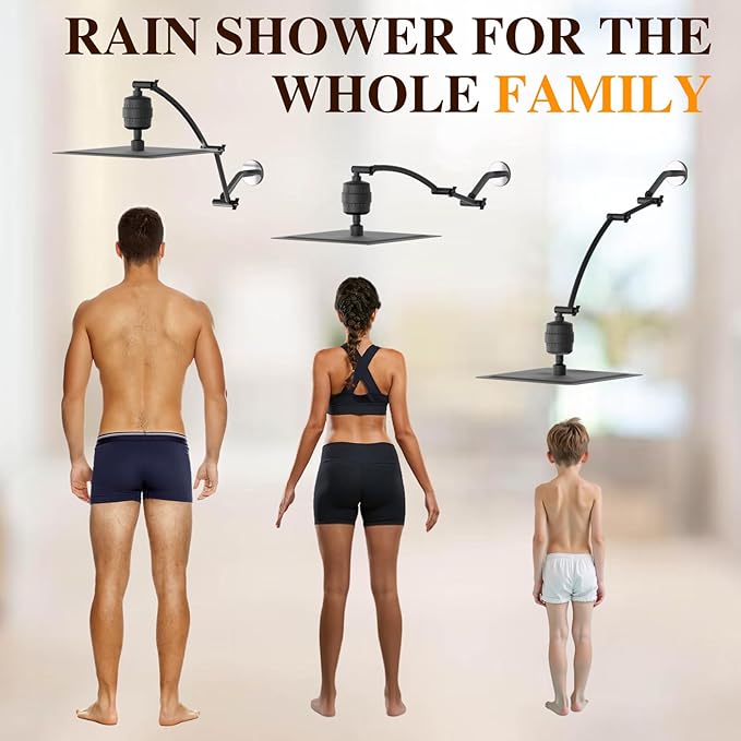 Rain Shower Head with 20-Stage Shower Filter, High Pressure Filtered Showerhead with Adjustable Extension Arm for Removing Chlorine and Harmful Substances(10 Inch, Matte Black)