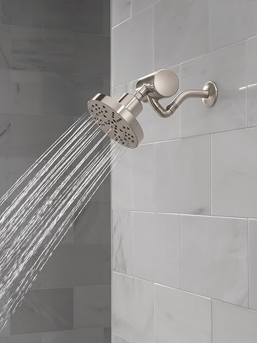 Delta Faucet 5-Setting H2Okinetic Shower Head Brushed Nickel with Clarifi Premium Shower Filter Attachment with Filter